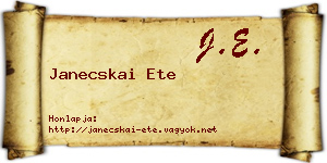 Janecskai Ete névjegykártya